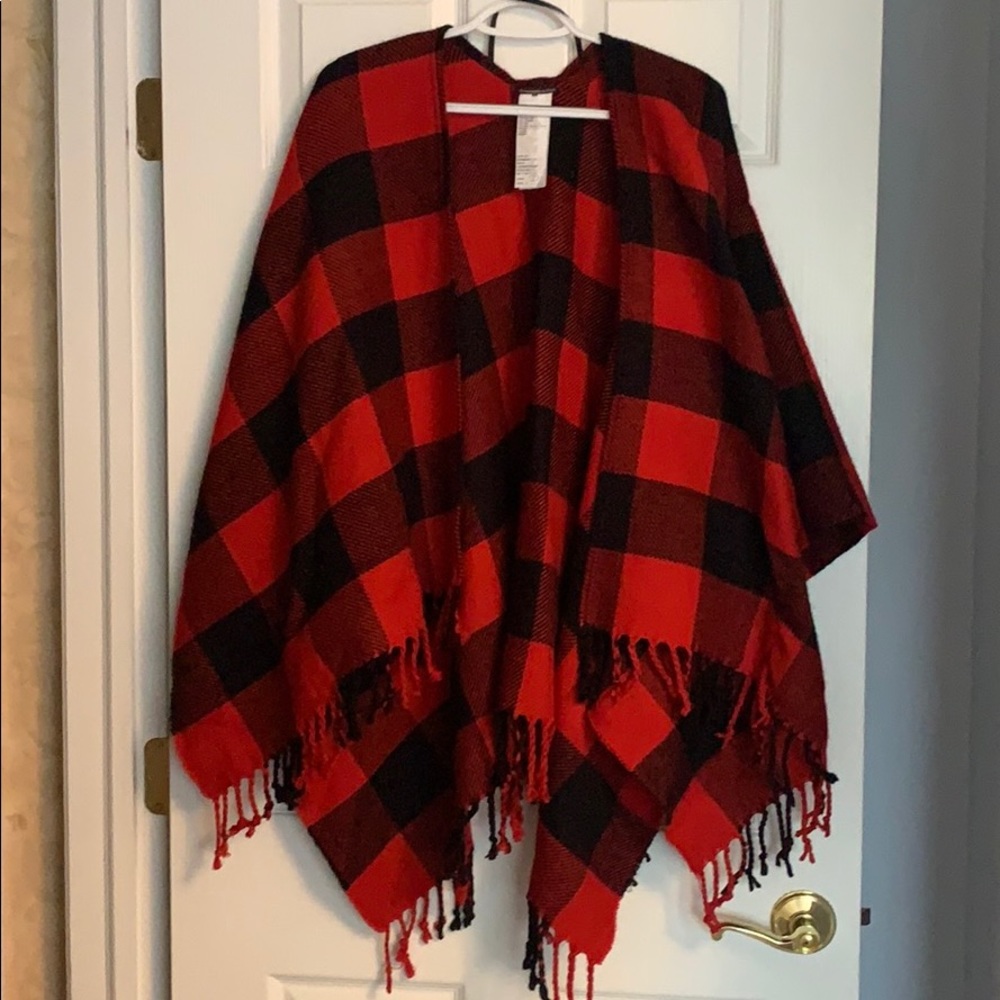 Cozy Plaid Pancho